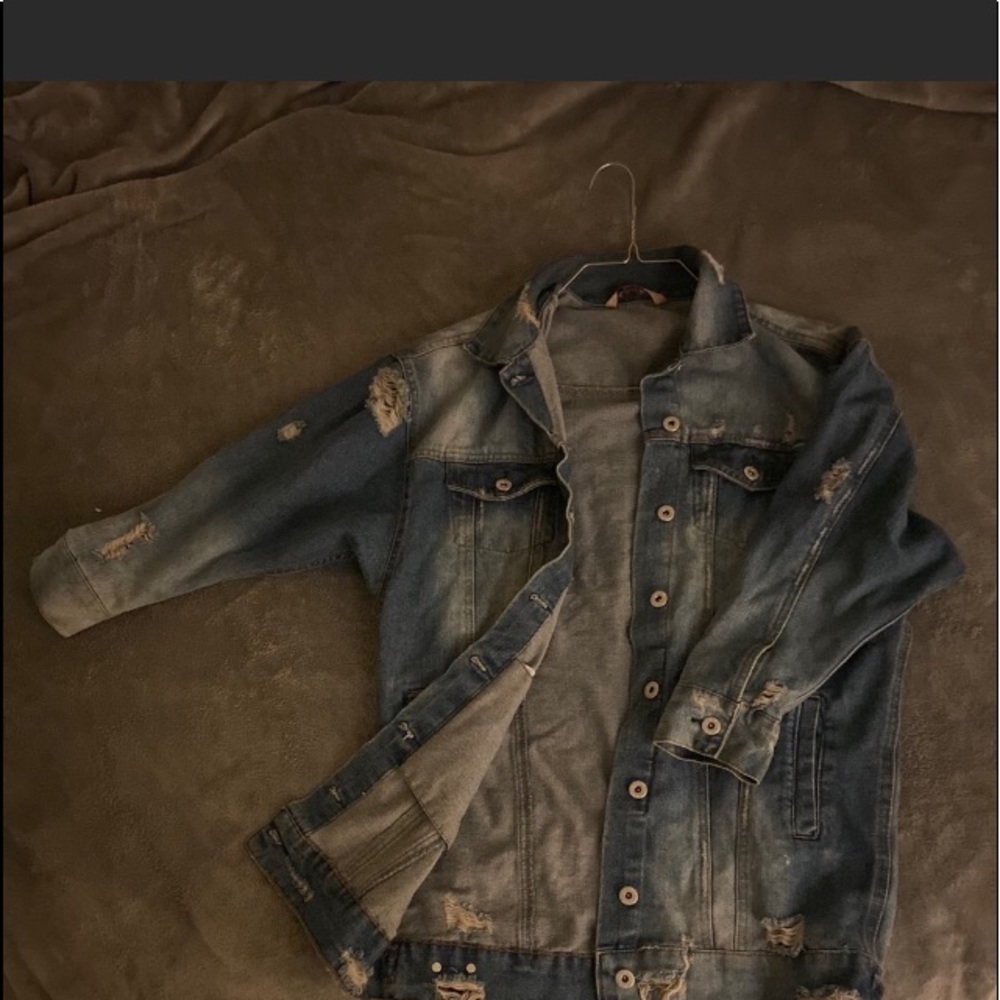 Men’s denim ripped jeans jacket light wash